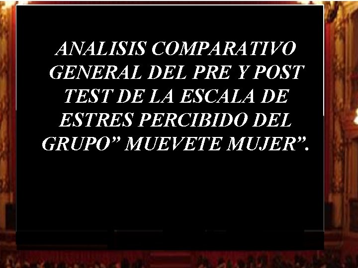 ANALISIS COMPARATIVO GENERAL DEL PRE Y POST TEST DE LA ESCALA DE ESTRES PERCIBIDO ANALISIS COMPARATIVO GENERAL DEL PRE Y POST TEST DE LA ESCALA DE ESTRES PERCIBIDO