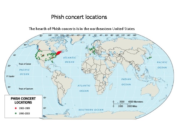 Phish concert locations The hearth of Phish concerts is in the northeastern United States.