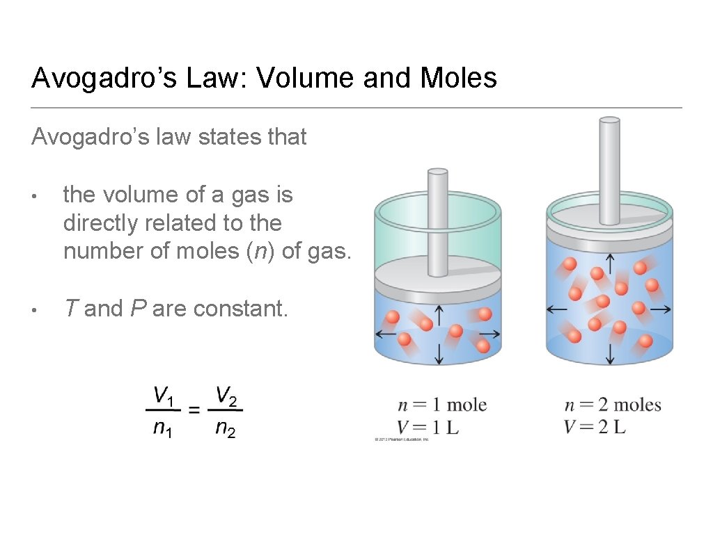 Avogadro’s Law: Volume and Moles Avogadro’s law states that • the volume of a