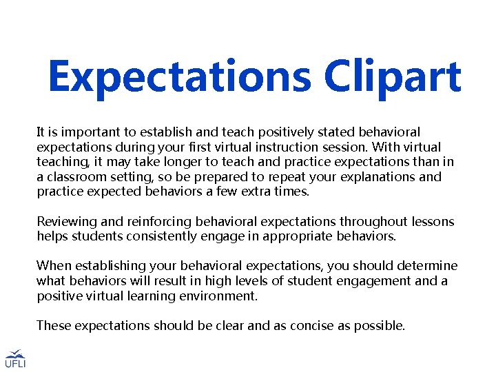 Expectations Clipart It is important to establish and teach positively stated behavioral expectations during