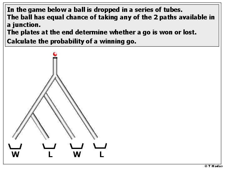 In the game below a ball is dropped in a series of tubes. The