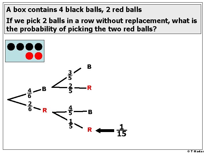 A box contains 4 black balls, 2 red balls If we pick 2 balls