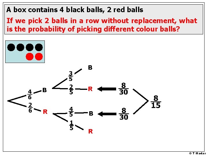 A box contains 4 black balls, 2 red balls If we we pick 22
