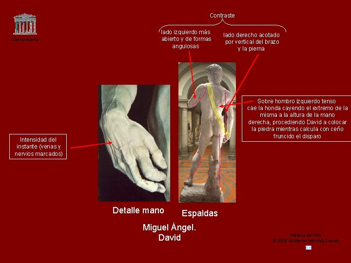 Contraste Claseshistoria lado izquierdo más abierto y de formas angulosas lado derecho acotado por