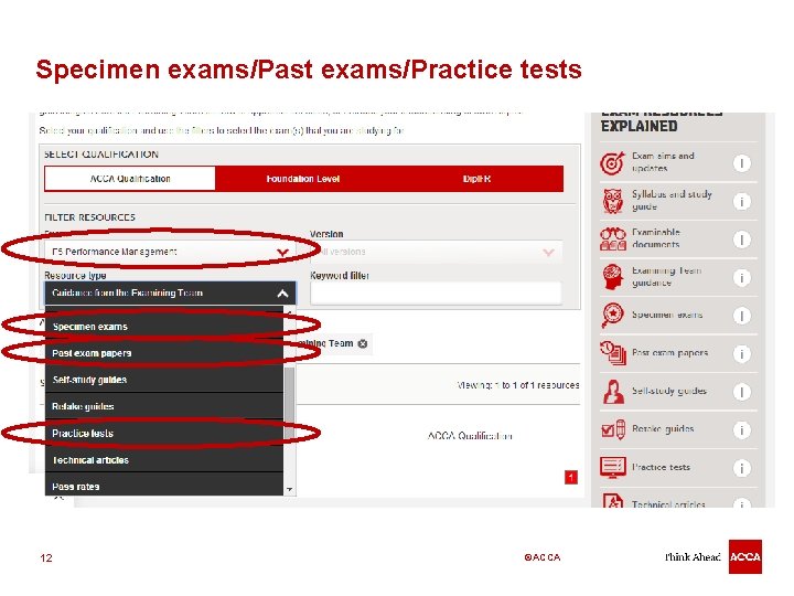 Specimen exams/Past exams/Practice tests 12 ©ACCA 