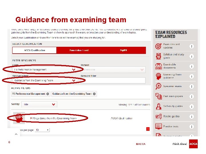 Guidance from examining team 6 ©ACCA 
