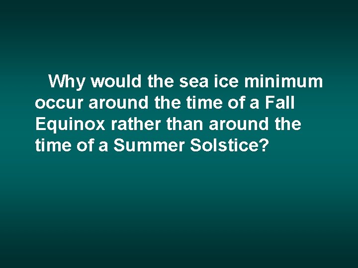 Why would the sea ice minimum occur around the time of a Fall Equinox