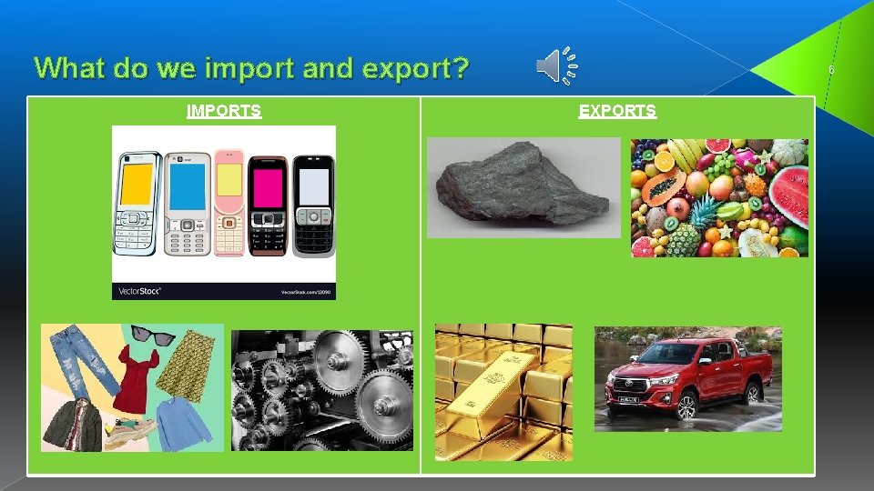 What do we import and export? IMPORTS 6 EXPORTS What do we import and export? IMPORTS 6 EXPORTS