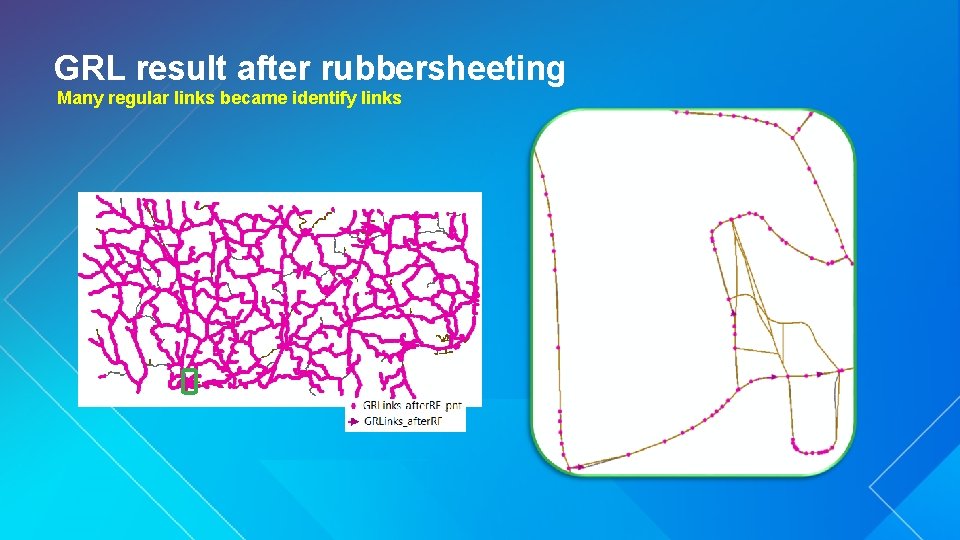 GRL result after rubbersheeting Many regular links became identify links 