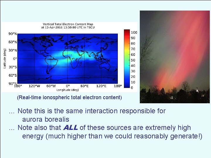 (Real-time ionospheric total electron content) … Note this is the same interaction responsible for