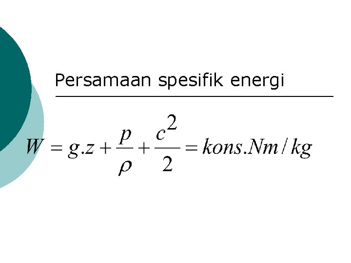 Persamaan spesifik energi 