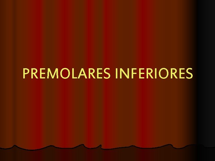 PREMOLARES INFERIORES 