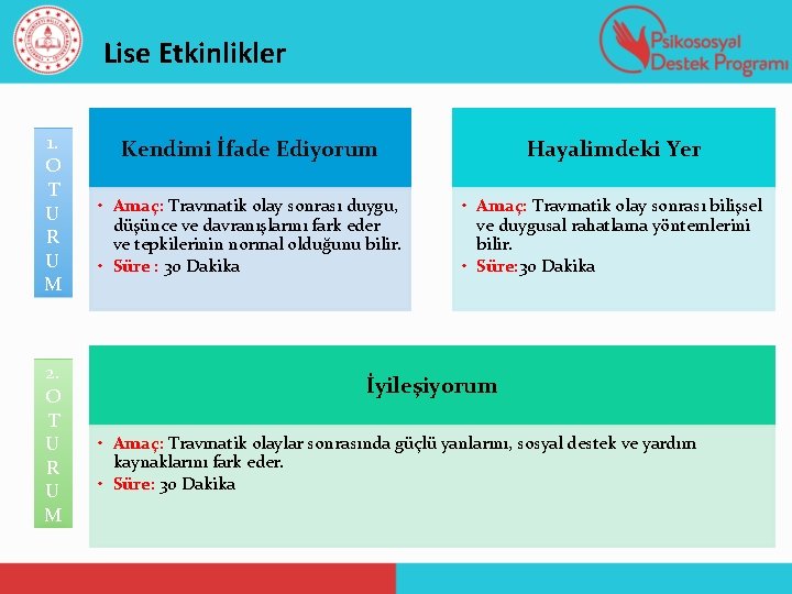 Lise Etkinlikler 1. O T U R U M 2. O T U R