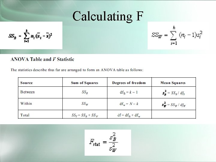 Calculating F 