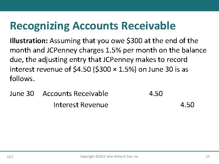 Recognizing Accounts Receivable Illustration: Assuming that you owe $300 at the end of the