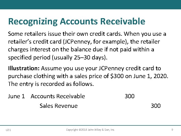 Recognizing Accounts Receivable Some retailers issue their own credit cards. When you use a