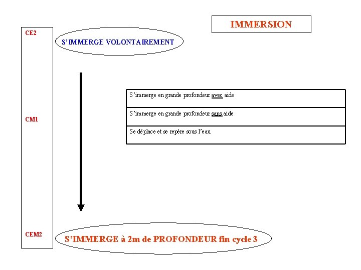 IMMERSION CE 2 S’IMMERGE VOLONTAIREMENT S’immerge en grande profondeur avec aide CM 1 S’immerge IMMERSION CE 2 S’IMMERGE VOLONTAIREMENT S’immerge en grande profondeur avec aide CM 1 S’immerge