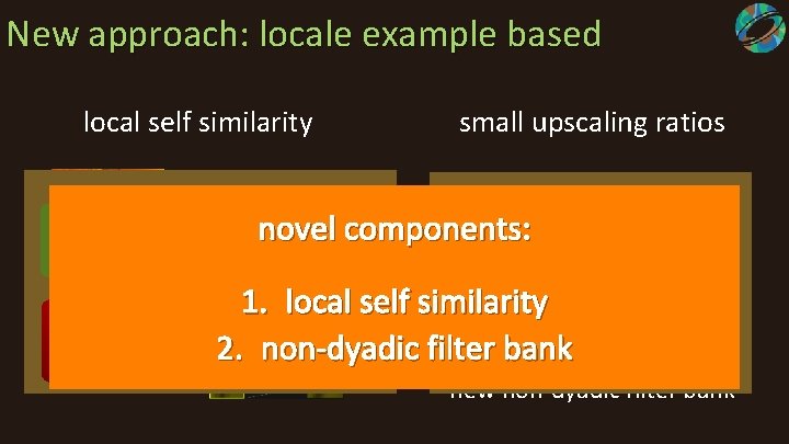 New approach: locale example based local self similarity corner step edge local self similarity