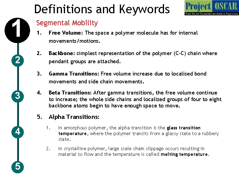 1 2 3 4 5 Definitions and Keywords Segmental Mobility 1. Free Volume: The 1 2 3 4 5 Definitions and Keywords Segmental Mobility 1. Free Volume: The