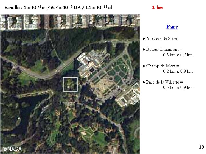 Echelle : 1 x 10 +3 m / 6. 7 x 10 -9 UA