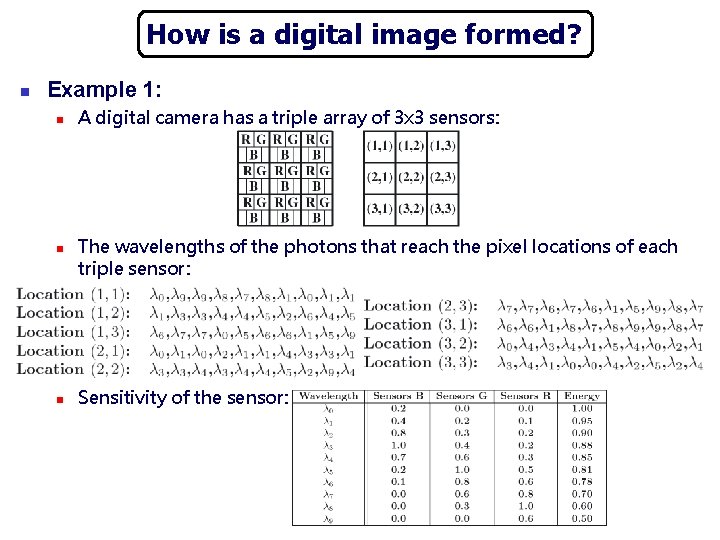 How is a digital image formed? n Example 1: n n n A digital