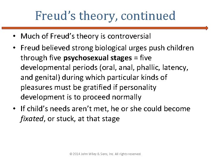 Freud’s theory, continued • Much of Freud’s theory is controversial • Freud believed strong