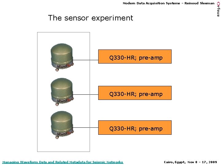 Modern Data Acquisition Systems – Reinoud Sleeman The sensor experiment Q 330 -HR; pre-amp
