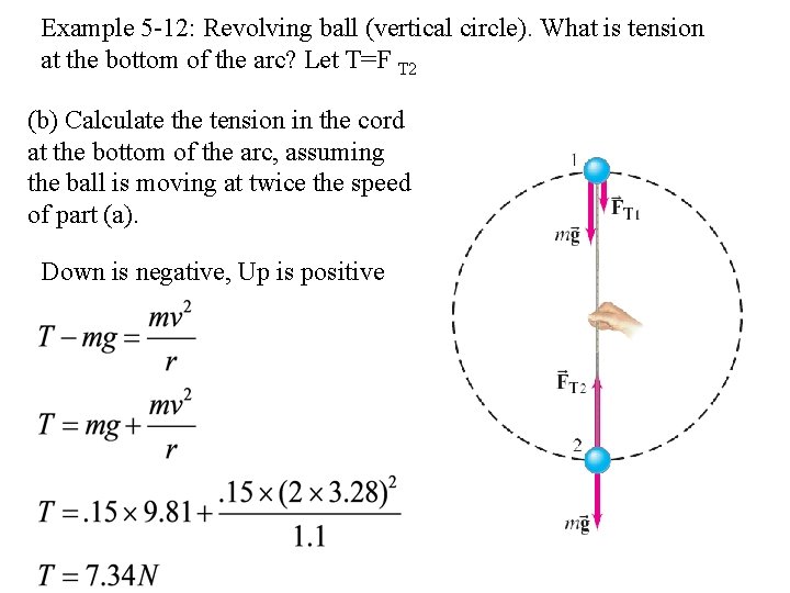 Example 5 -12: Revolving ball (vertical circle). What is tension at the bottom of