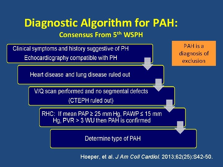 Diagnostic Algorithm for PAH: Consensus From 5 th WSPH PAH is a diagnosis of