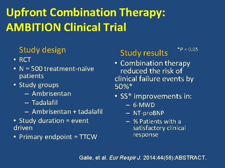 Upfront Combination Therapy: AMBITION Clinical Trial Study design • RCT • N = 500