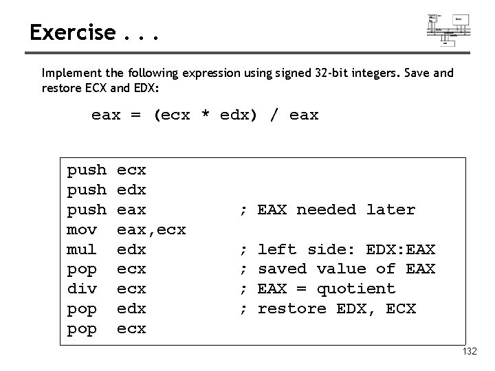 Exercise. . . Implement the following expression using signed 32 -bit integers. Save and