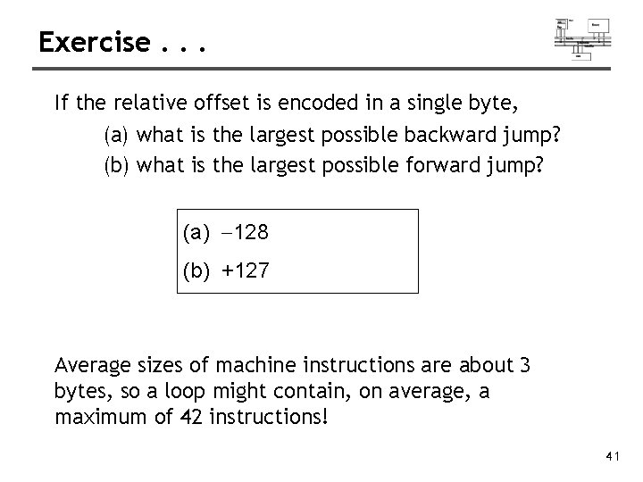 Exercise. . . If the relative offset is encoded in a single byte, (a)