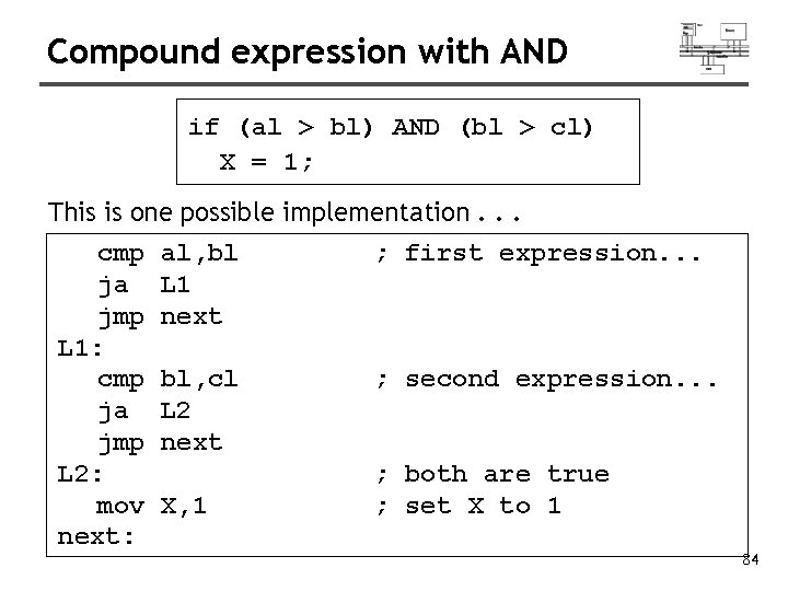 Compound expression with AND if (al > bl) AND (bl > cl) X =