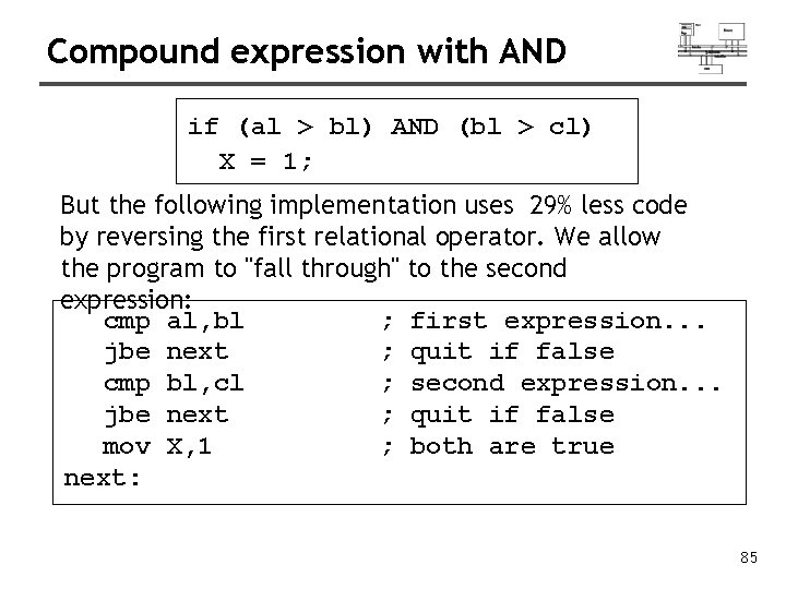 Compound expression with AND if (al > bl) AND (bl > cl) X =