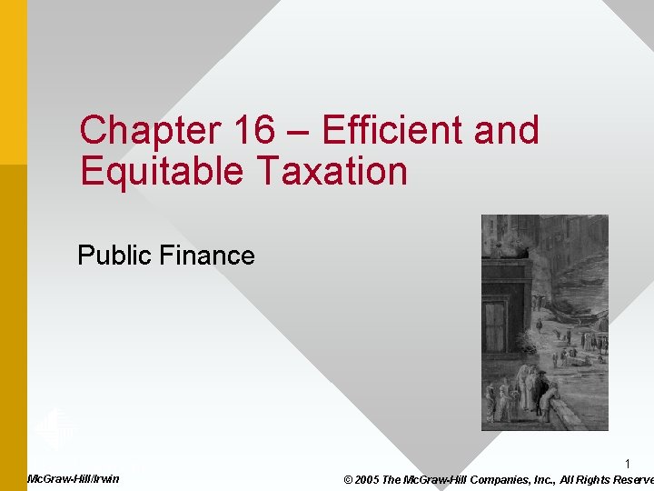 Chapter 16 – Efficient and Equitable Taxation Public Finance 1 Mc. Graw-Hill/Irwin © 2005