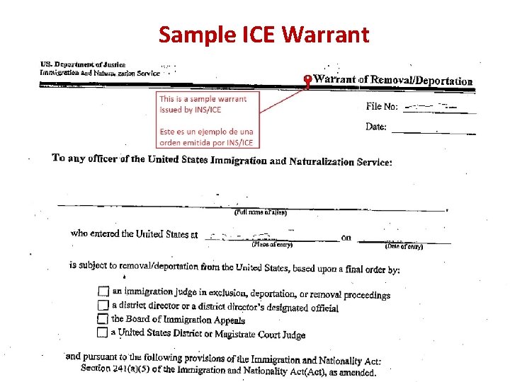 Sample ICE Warrant 