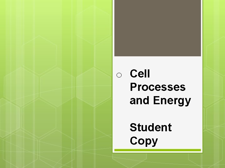 o Cell Processes and Energy Student Copy 
