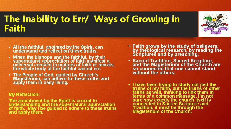 The Inability to Err/ Ways of Growing in Faith • All the faithful, anointed The Inability to Err/ Ways of Growing in Faith • All the faithful, anointed