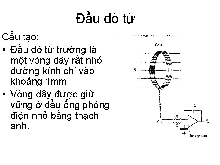 Đầu dò từ Cấu tạo: • Đầu dò từ trường là một vòng dây