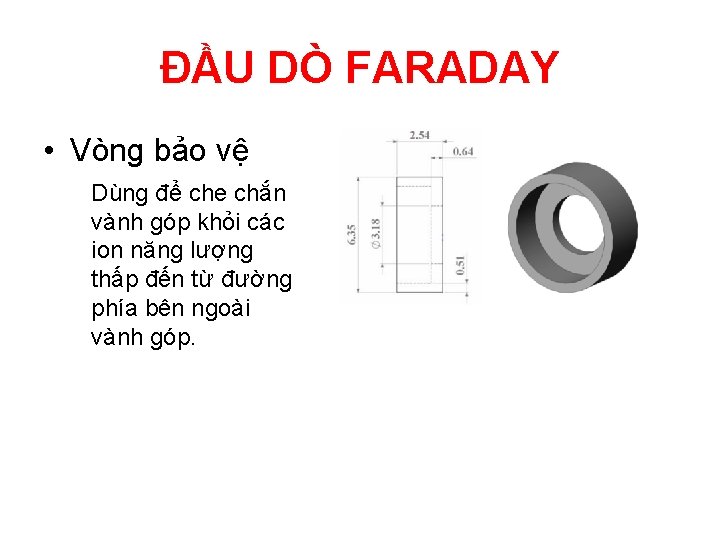 ĐẦU DÒ FARADAY • Vòng bảo vệ Dùng để che chắn vành góp khỏi