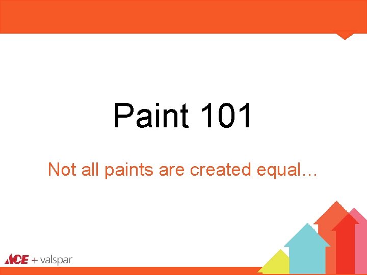 Paint 101 Not all paints are created equal… 