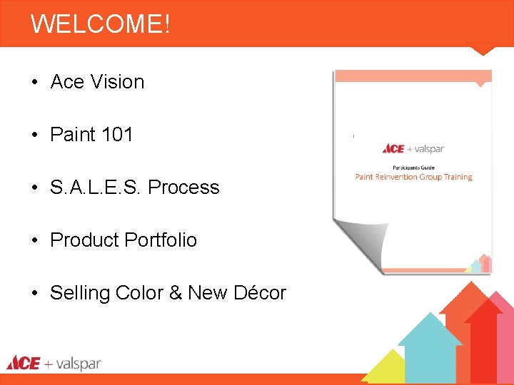 WELCOME! • Ace Vision • Paint 101 • S. A. L. E. S. Process
