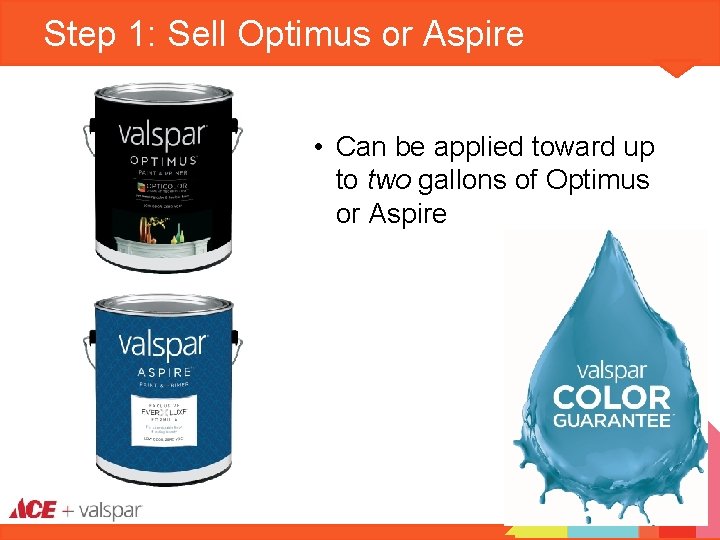 Step 1: Sell Optimus or Aspire • Can be applied toward up to two