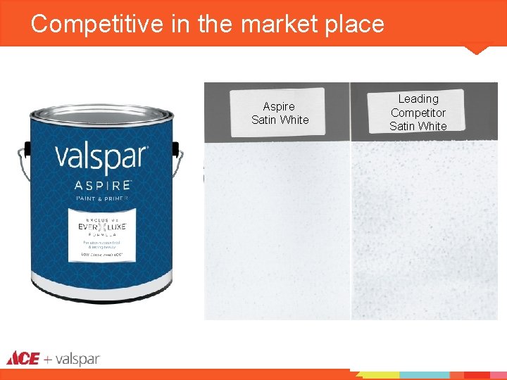 Competitive in the market place Aspire Satin White Leading Competitor Satin White 