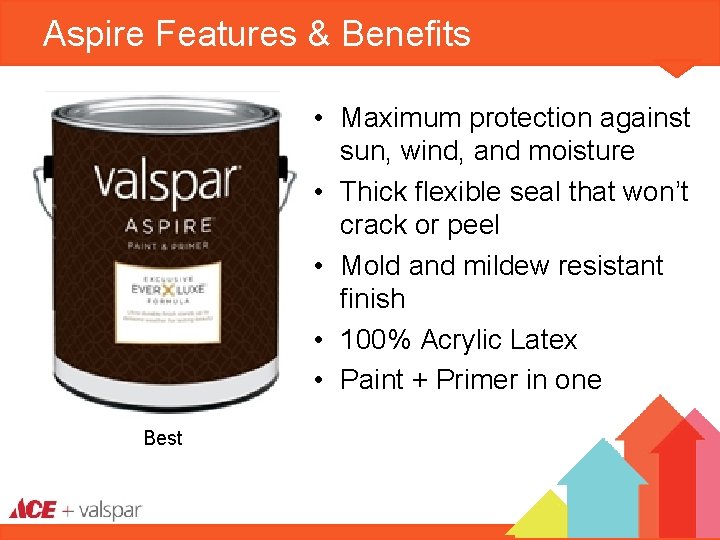 Aspire Features & Benefits • Maximum protection against sun, wind, and moisture • Thick