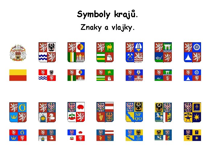 Symboly krajů. Znaky a vlajky. 