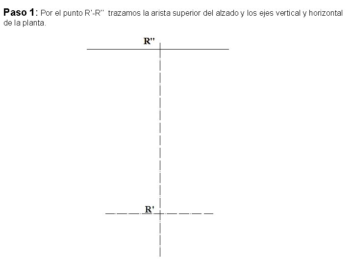 Paso 1: Por el punto R’-R’’ de la planta. trazamos la arista superior del