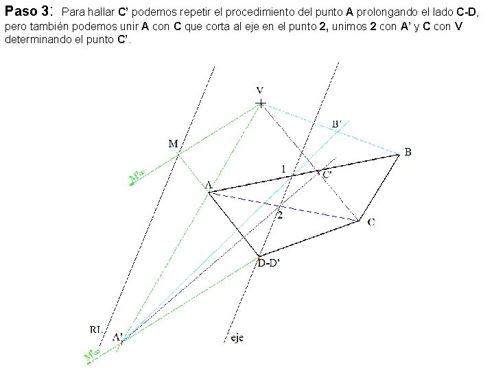 Paso 3: Para hallar C’ podemos repetir el procedimiento del punto A prolongando el