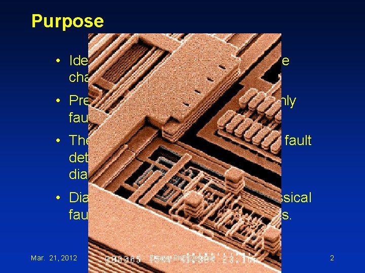 Purpose • Identification of fault is useful in the characterization phase of design. •