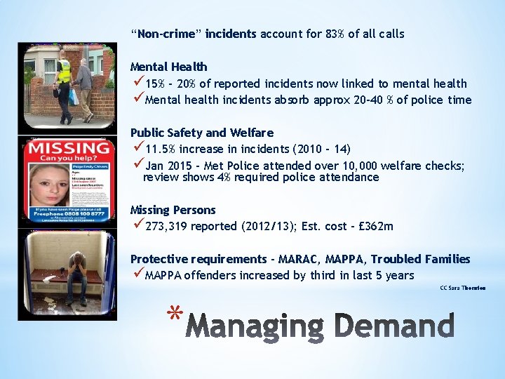 “Non-crime” incidents account for 83% of all calls Mental Health ü 15% - 20%